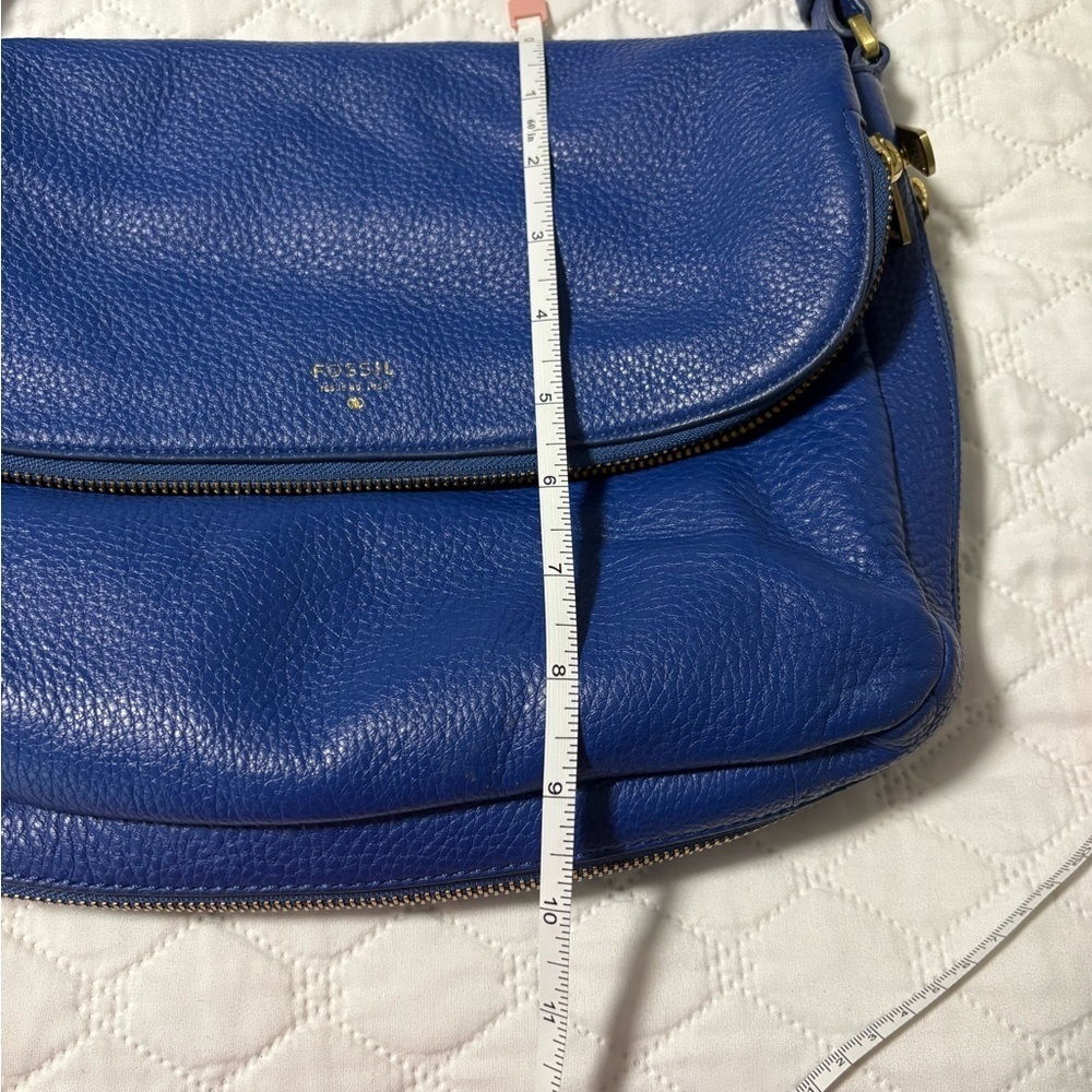 FOSSIL Preston Royal Blue Pebble Grain Leather Flap Crossbody Bag #ZB5875 - Picture 13 of 14